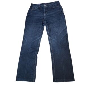 NYDJ Dark Blue 'Lift & Tuck' MARILYN High-Rise Straight Leg Jeans - Size 14